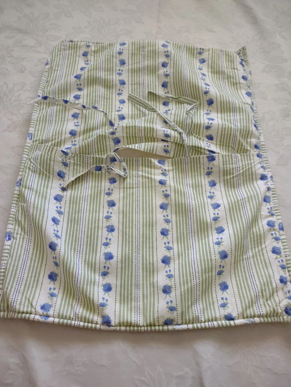 Quilted Standard Pillow Sham Blue Green Floral Cottagecore Romantic Garden